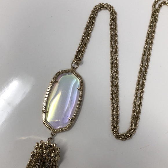 Kendra Scott Necklace Iridescent Tassel Gold Tone Long - Picture 6 of 12